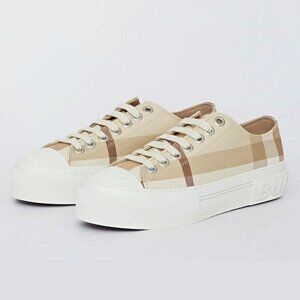 Burberry Women's Jack Checked Low Top Sneakers Size 36 (MSRP $675)